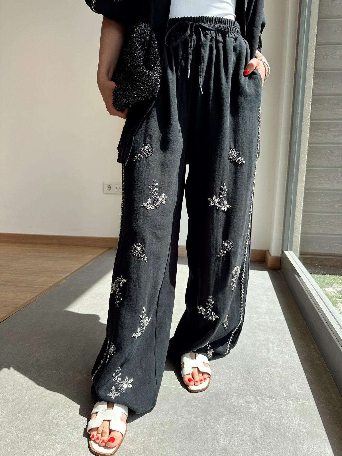 Embroidered Black Set