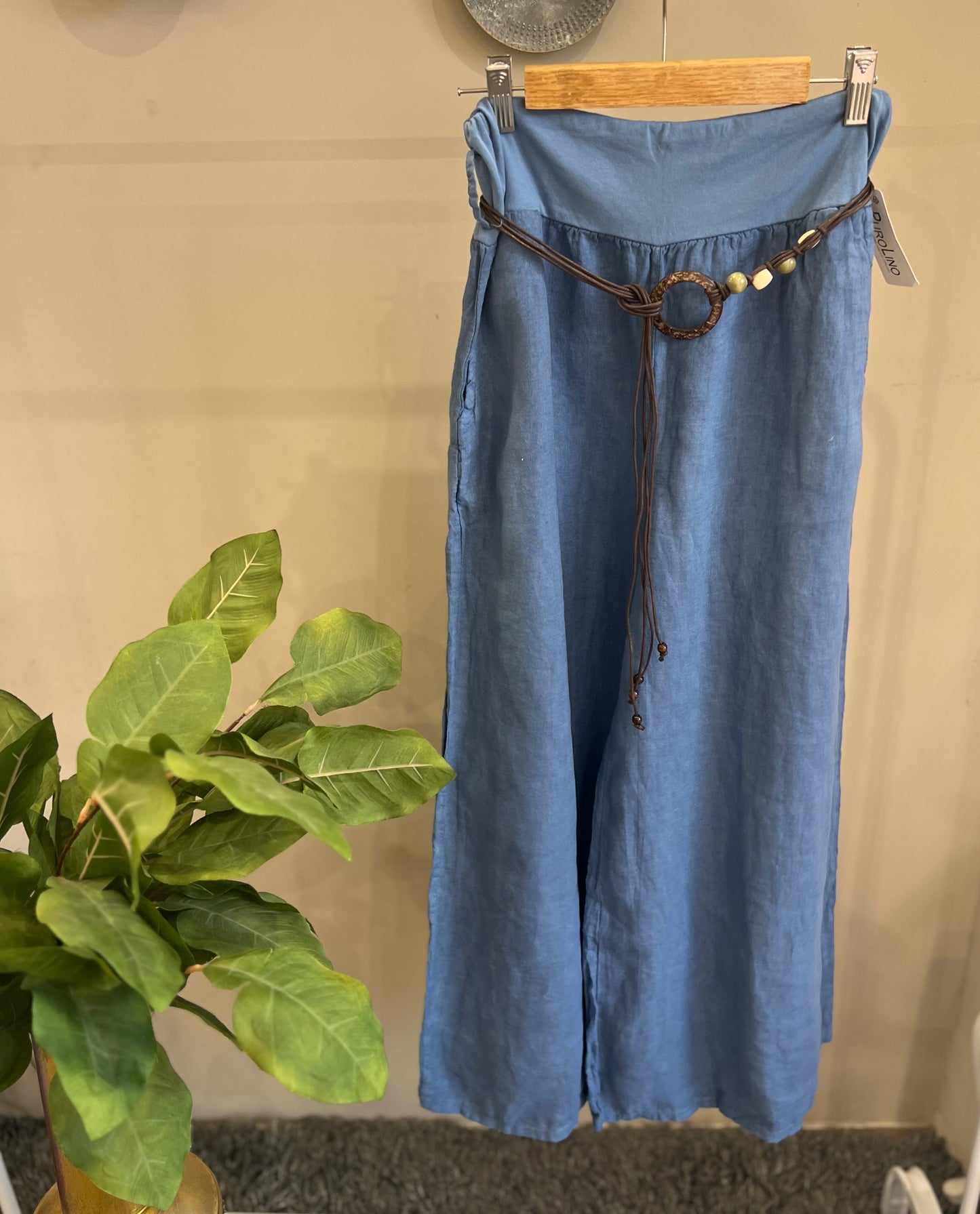 Italian 🇮🇹 Linen Blue wide Leg Pants