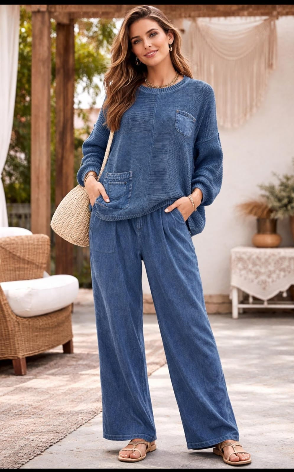 Triko washed blue Set