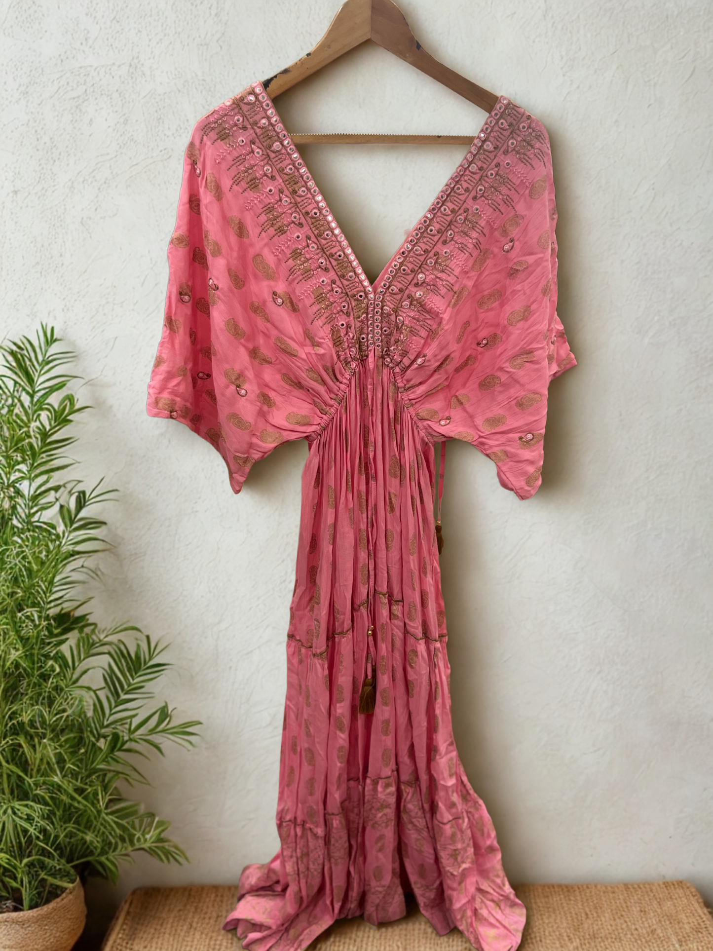 Embroidered Maxi Pink Dress