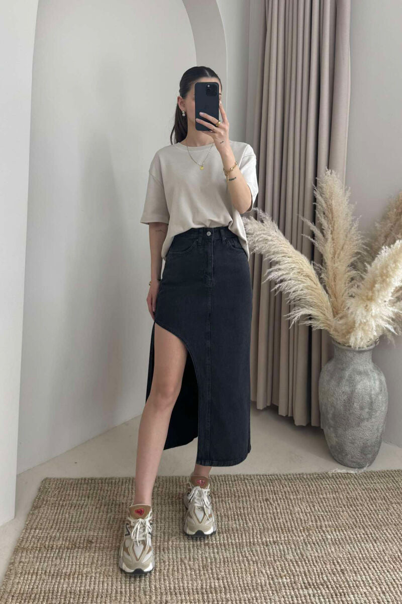 Black Denim Skirt