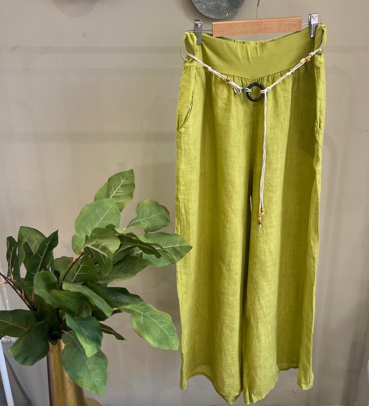 Italian 🇮🇹 Linen Lemon wide Leg Pants