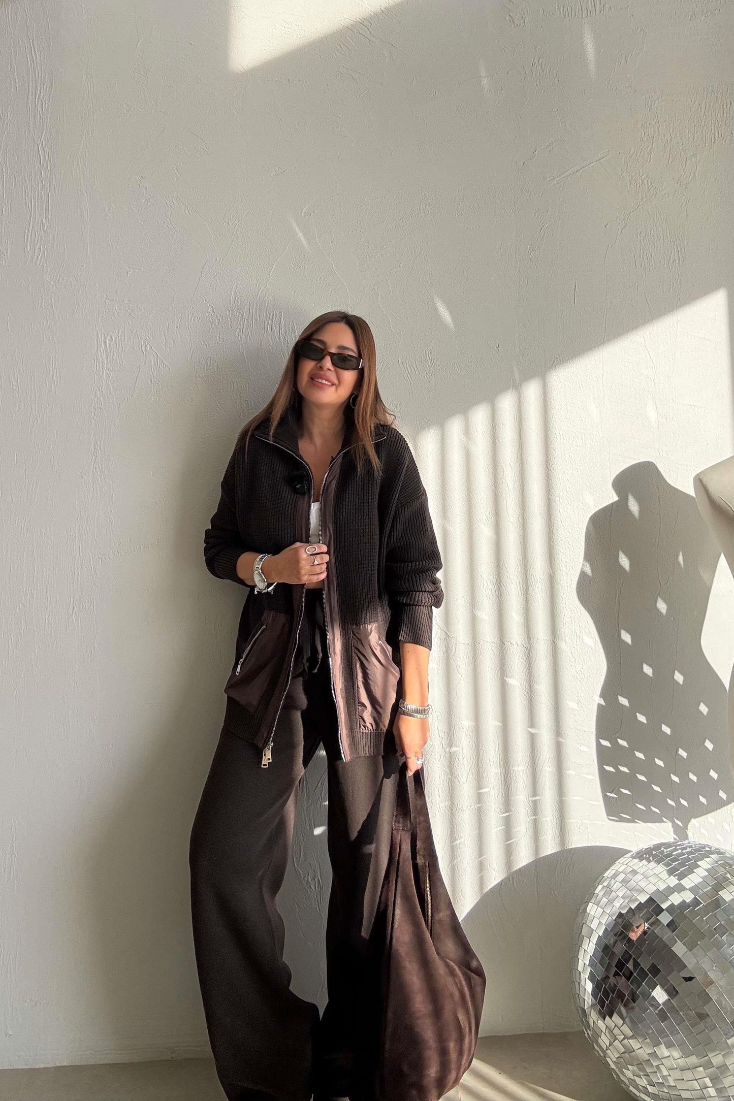 Brown Parachute Pocket Knit Set