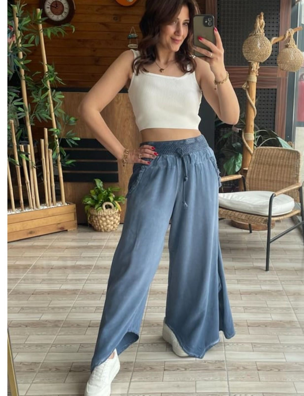 Wide Leg Blue oversized Pants