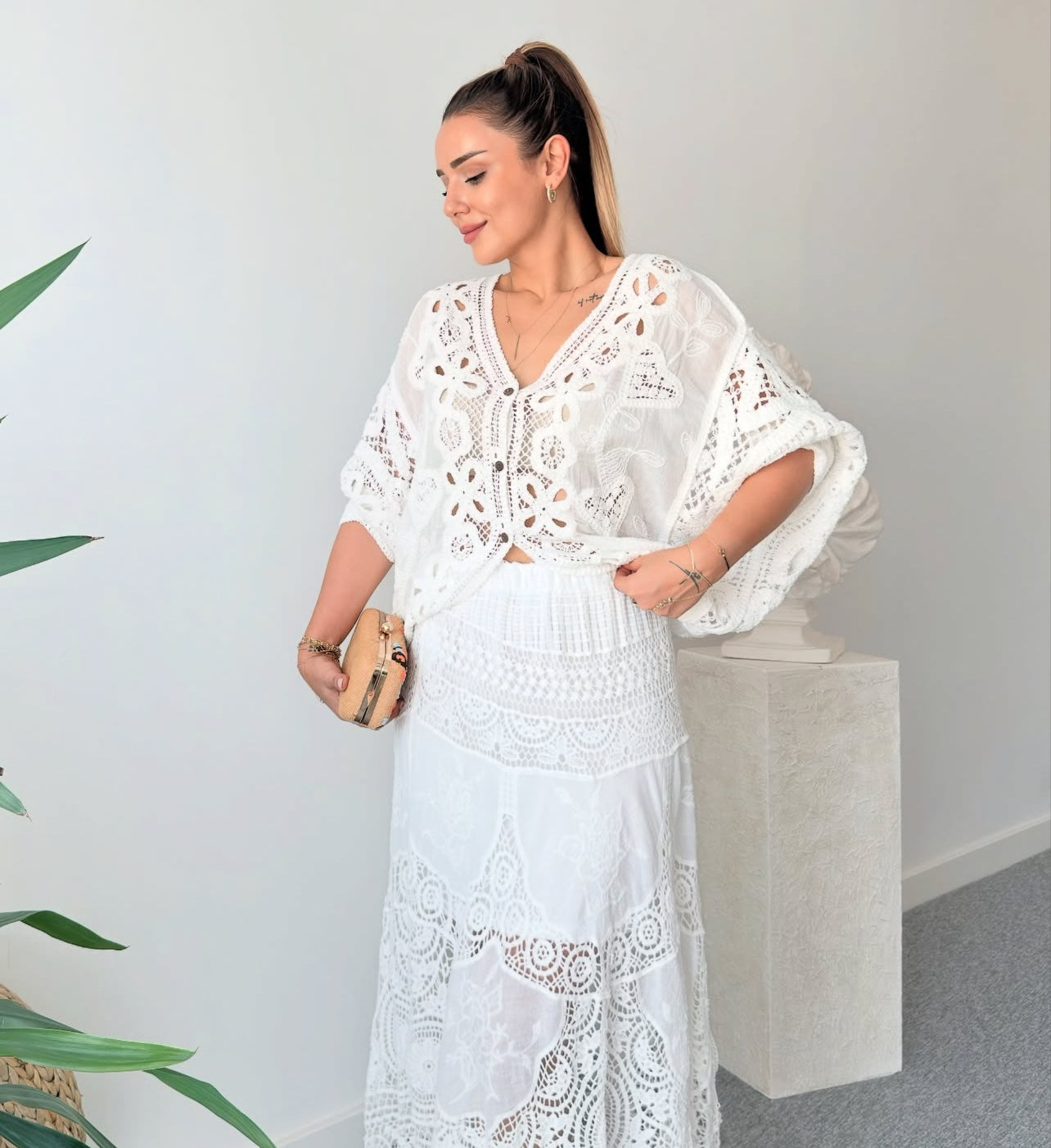 White Crochet Cardigan