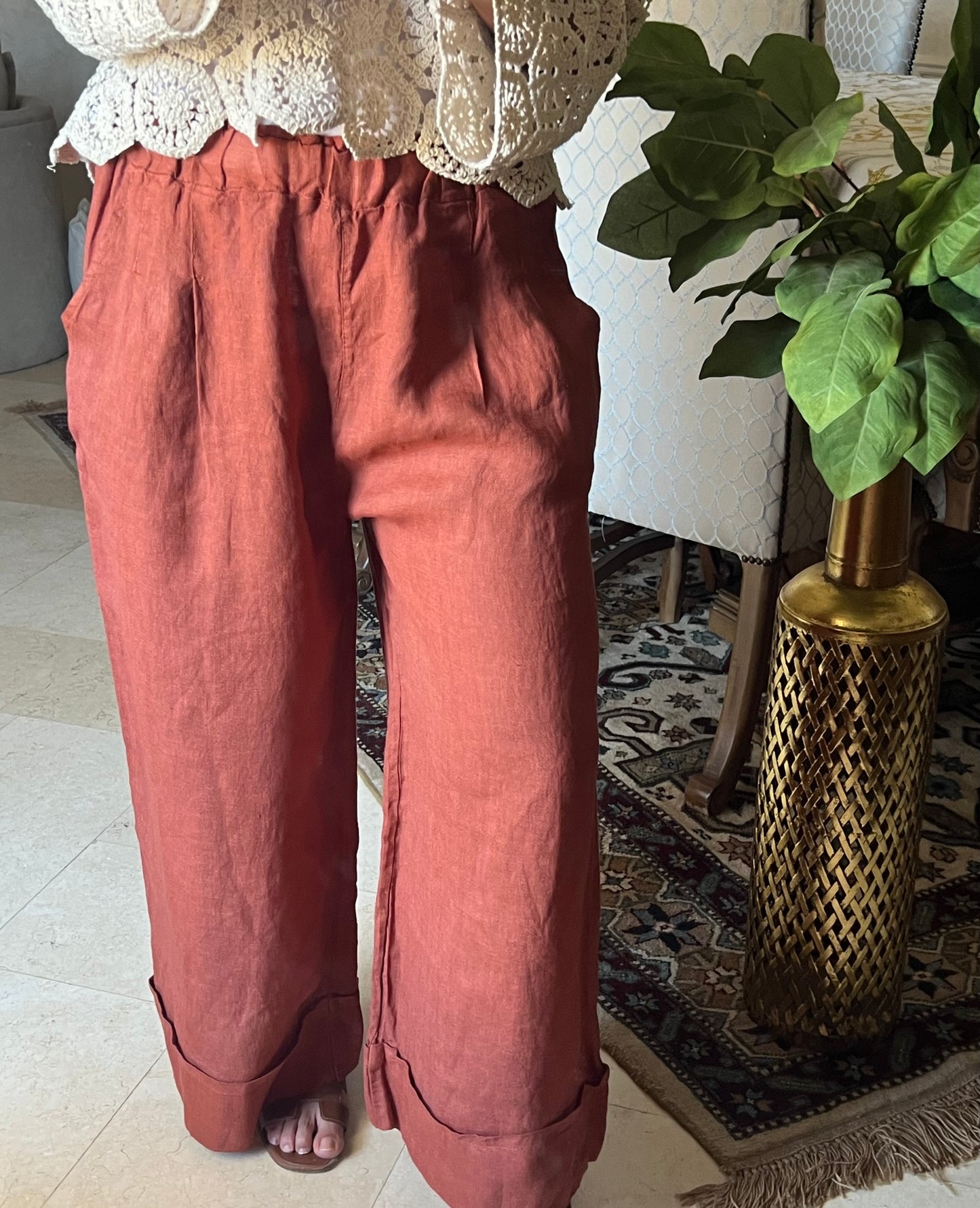 Italian 🇮🇹 100% Linen Wide Leg Pants