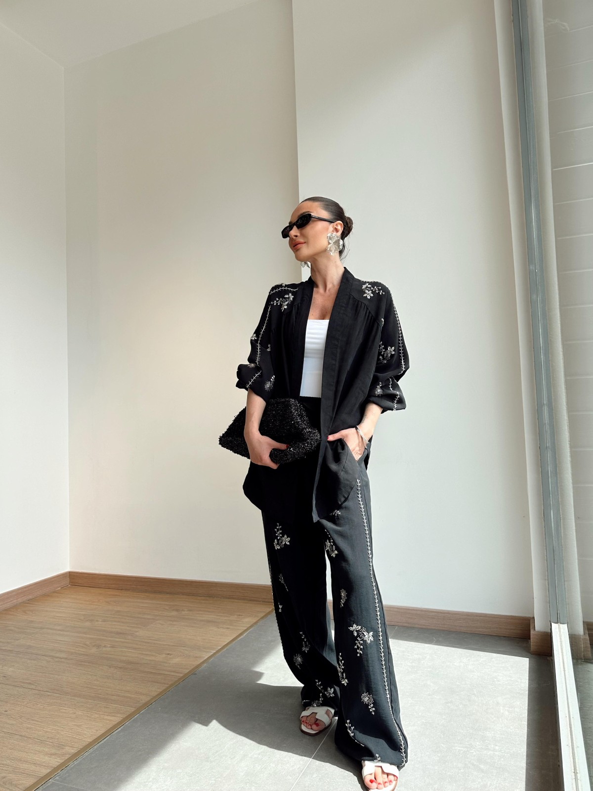 Embroidered Black Set