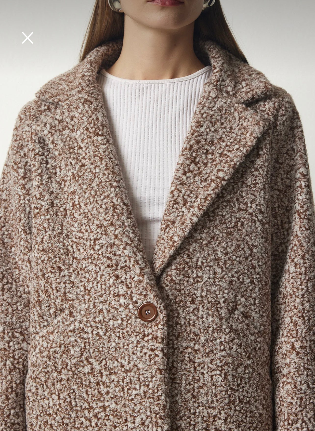 Double breasted pocket boucle coat