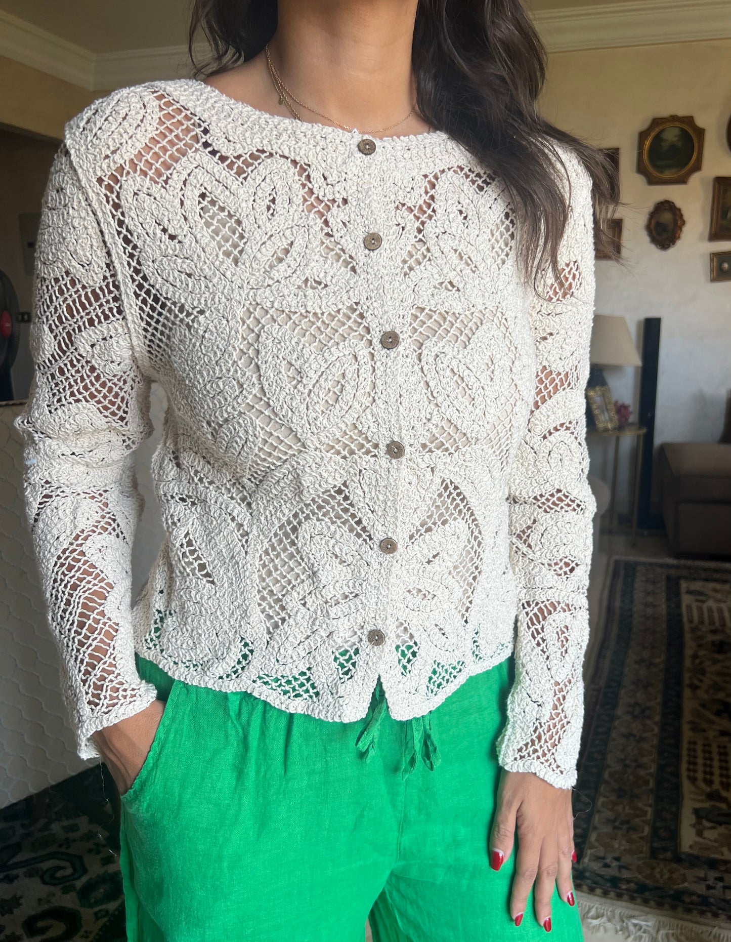 Beige Crochet Blouse