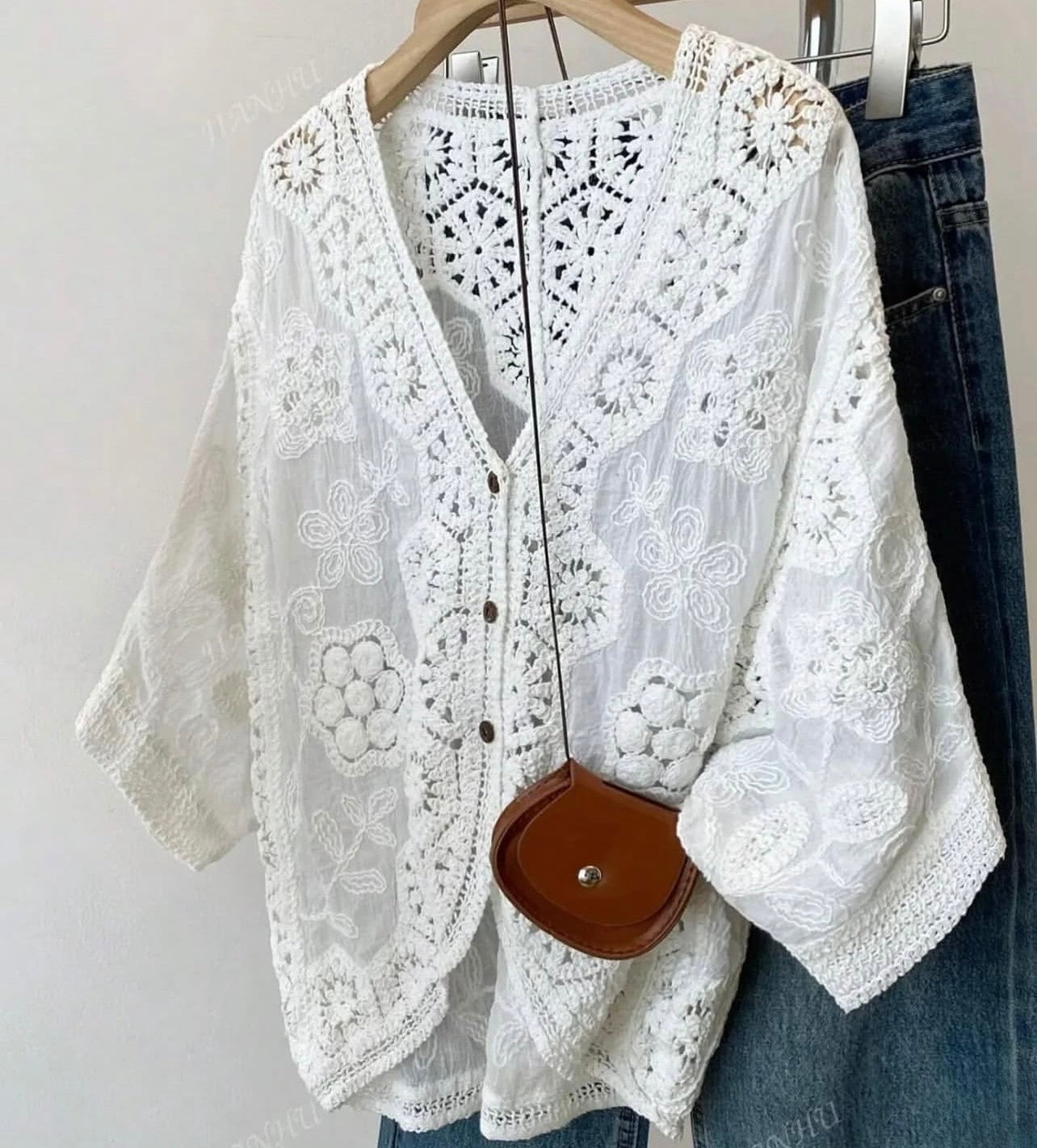White Premium Crochet Blouse