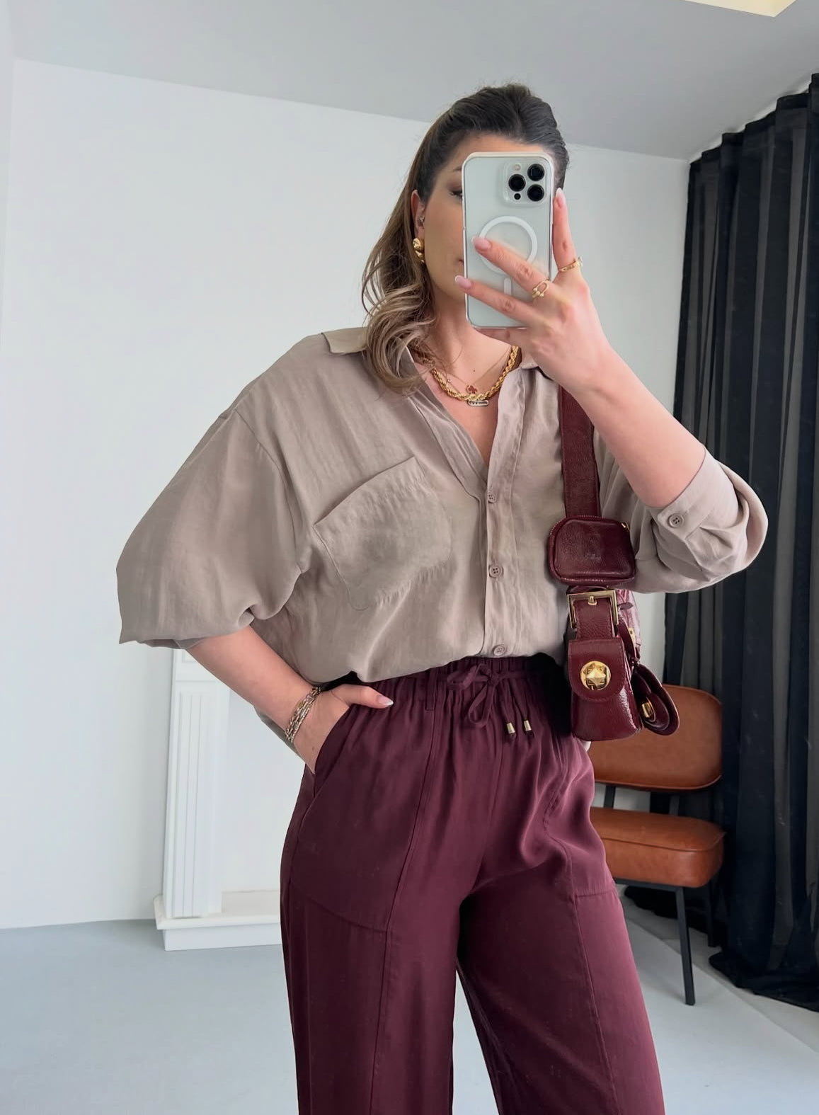 Burgundy Straight Pants
