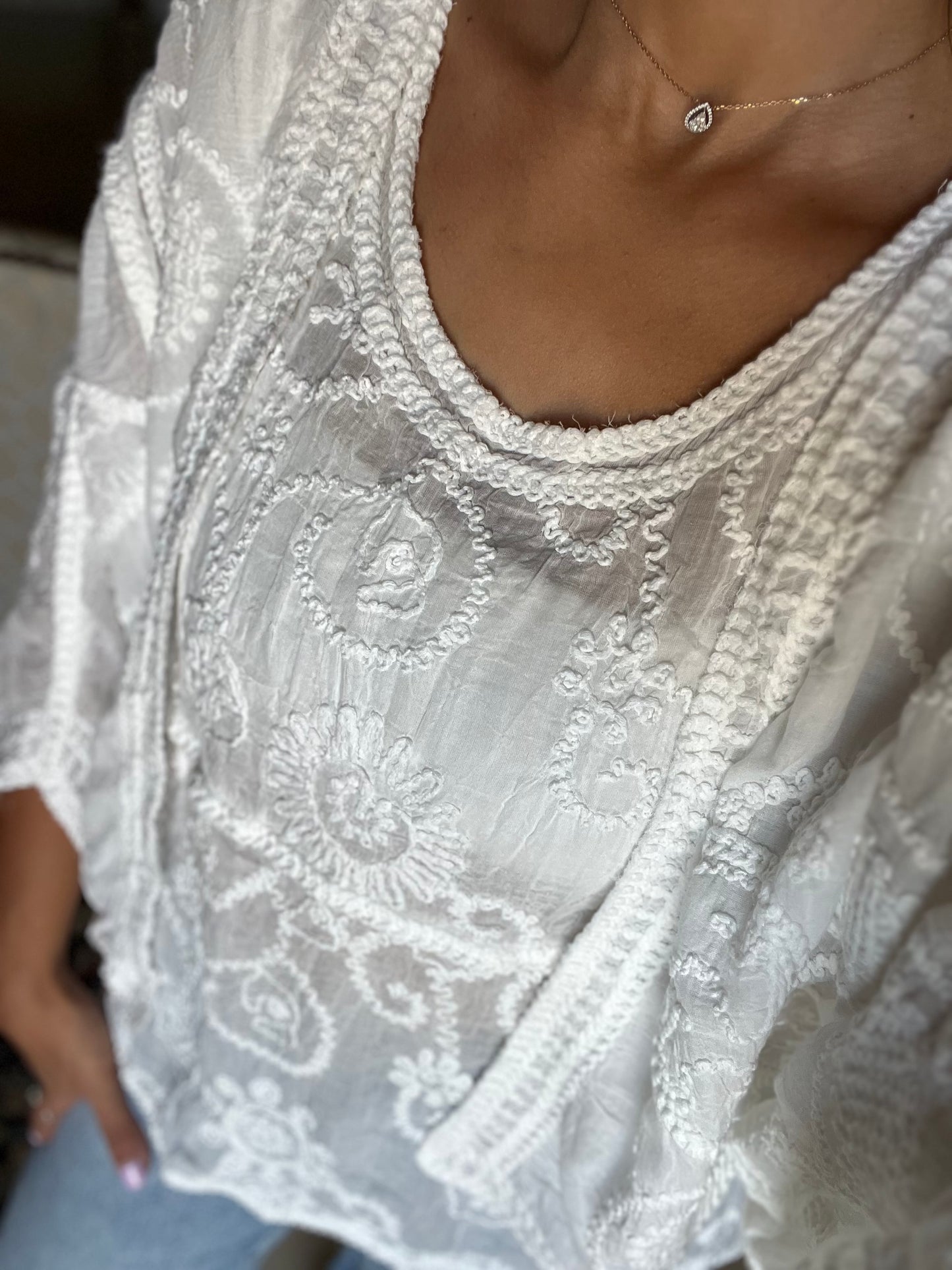 White Crochet 2 Piece Cardigan with sleeveless Top