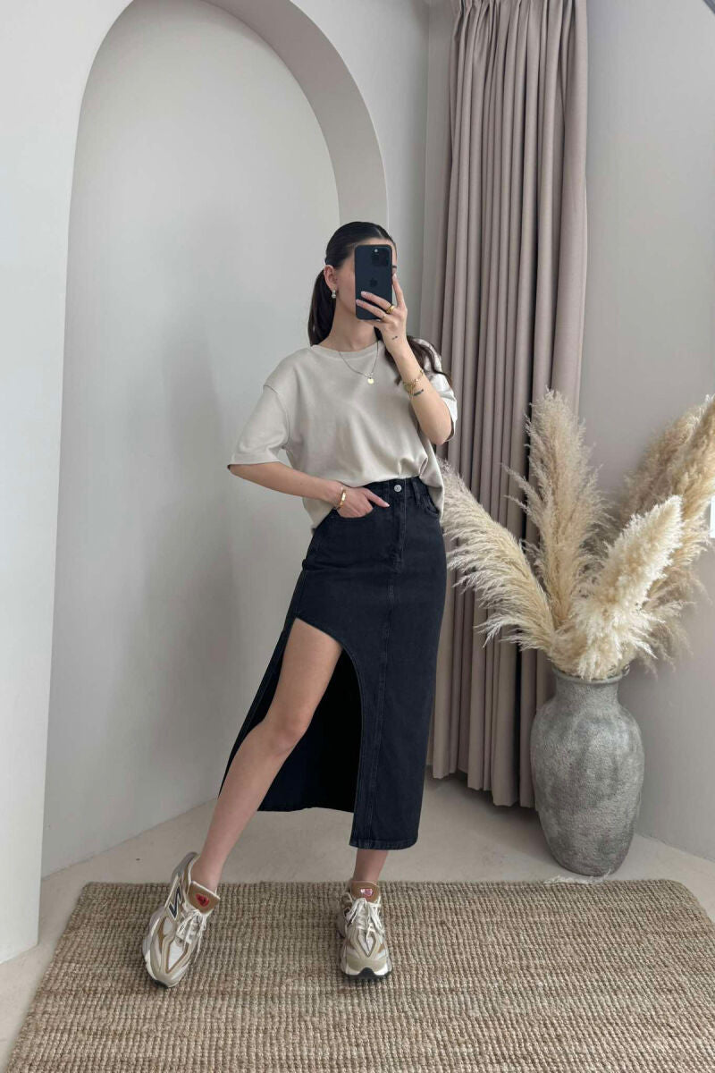 Black Denim Skirt