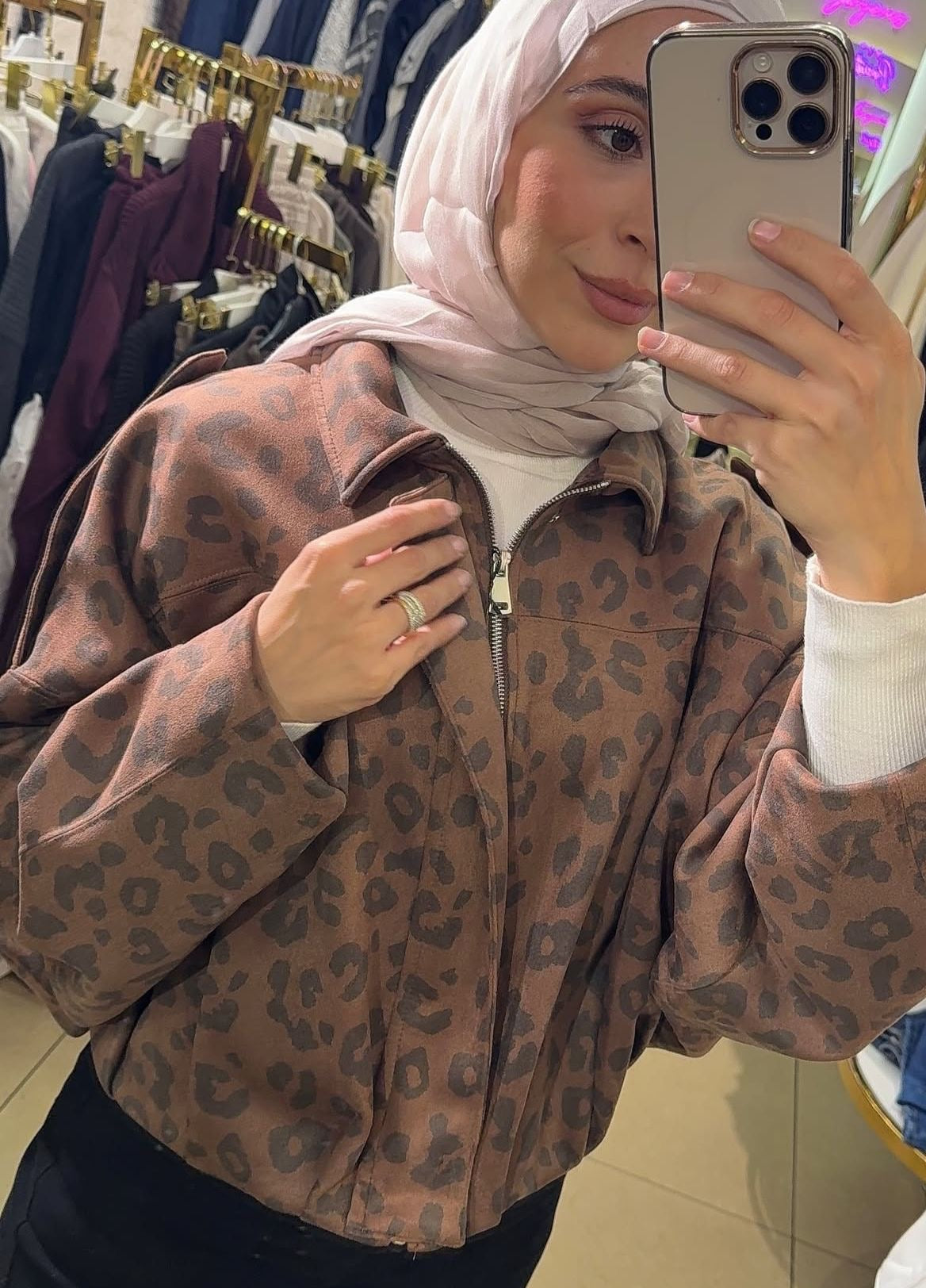 Oversized Suede leopard Jacket