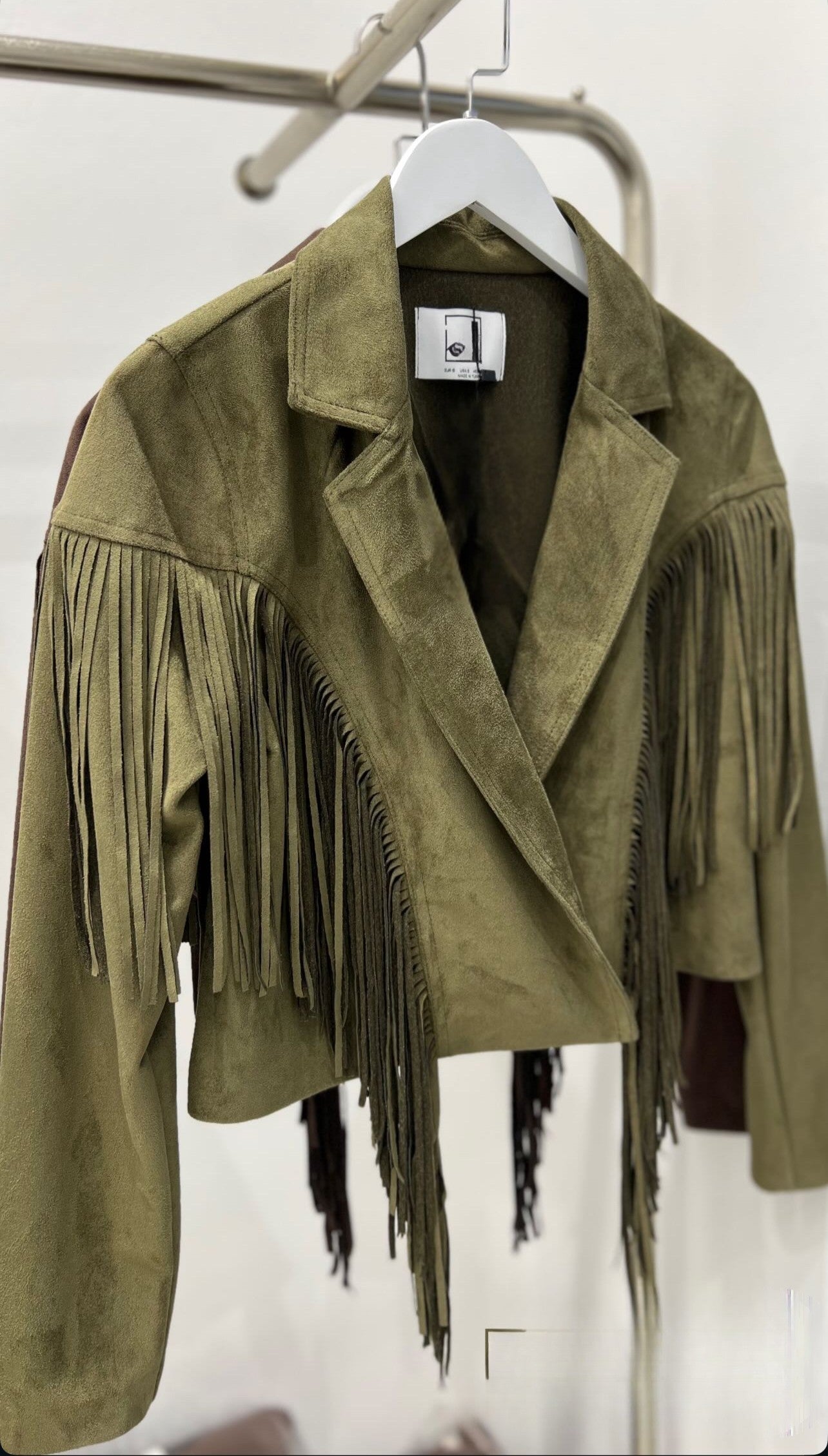 Premium olive Suede fringes Jacket Pre-Order (6-8) days