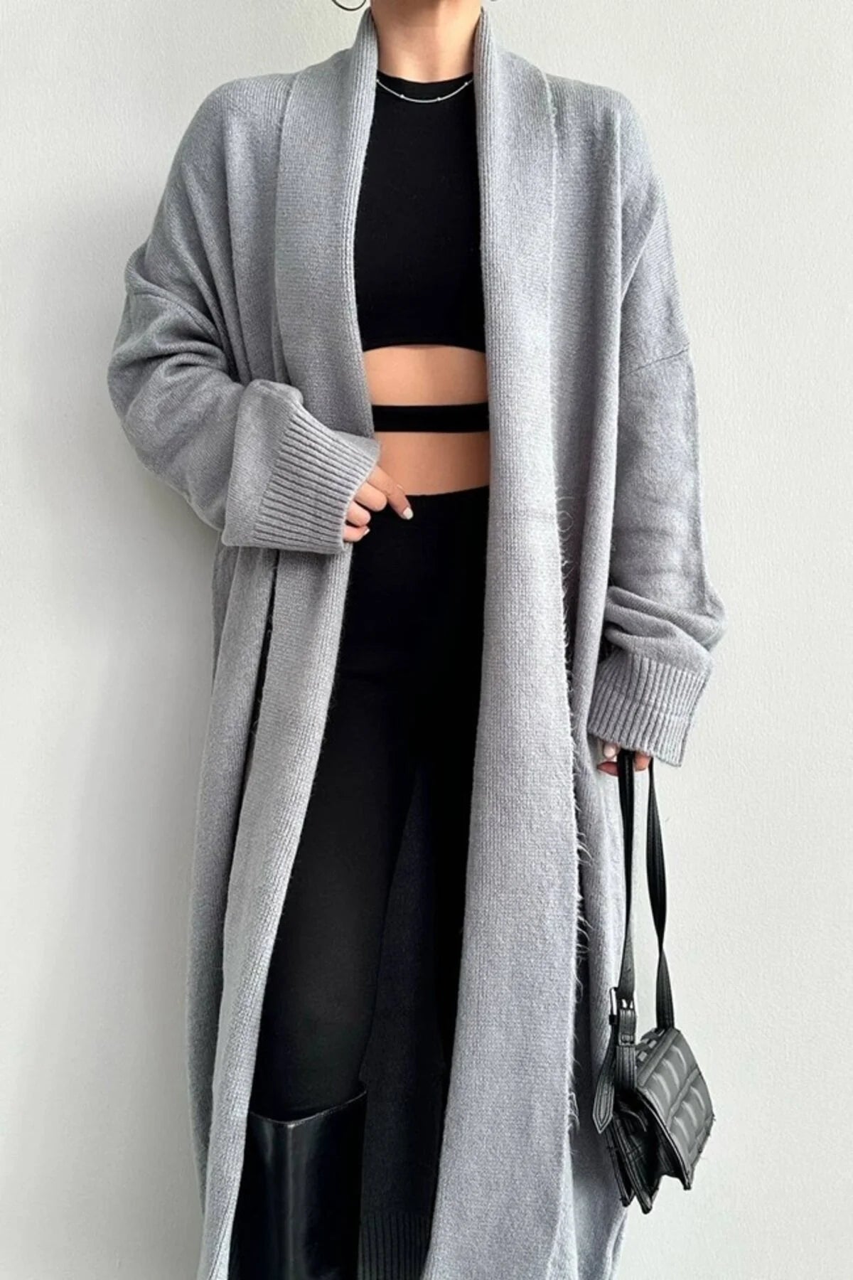 Long Grey Wool Cardigan