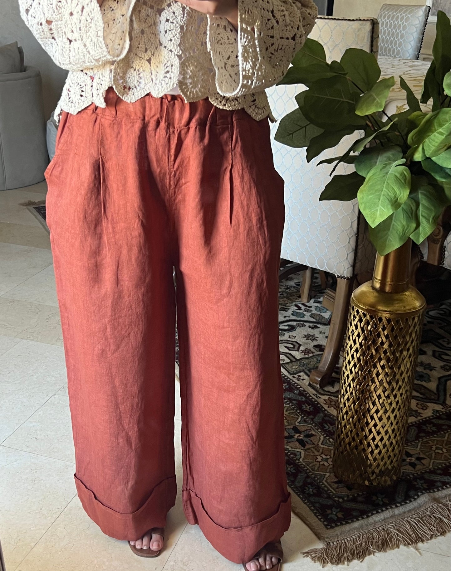 Italian 🇮🇹 100% Linen Wide Leg Pants