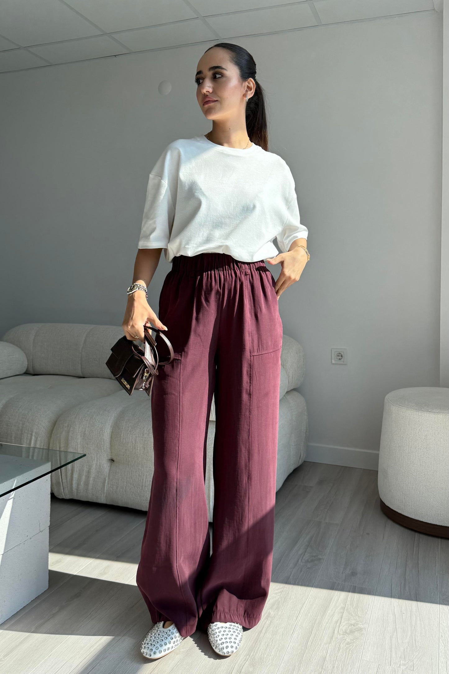 Burgundy Straight Pants