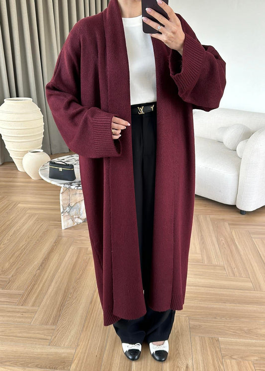 Long burgundy Wool Cardigan