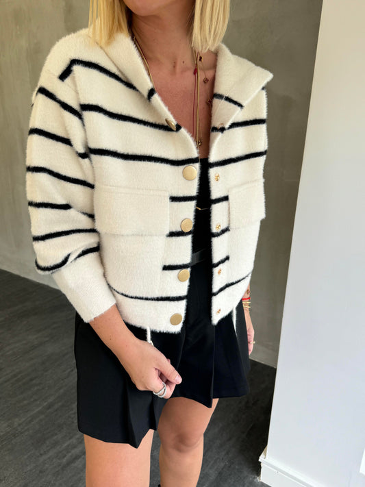 Wool striped Black Jacket