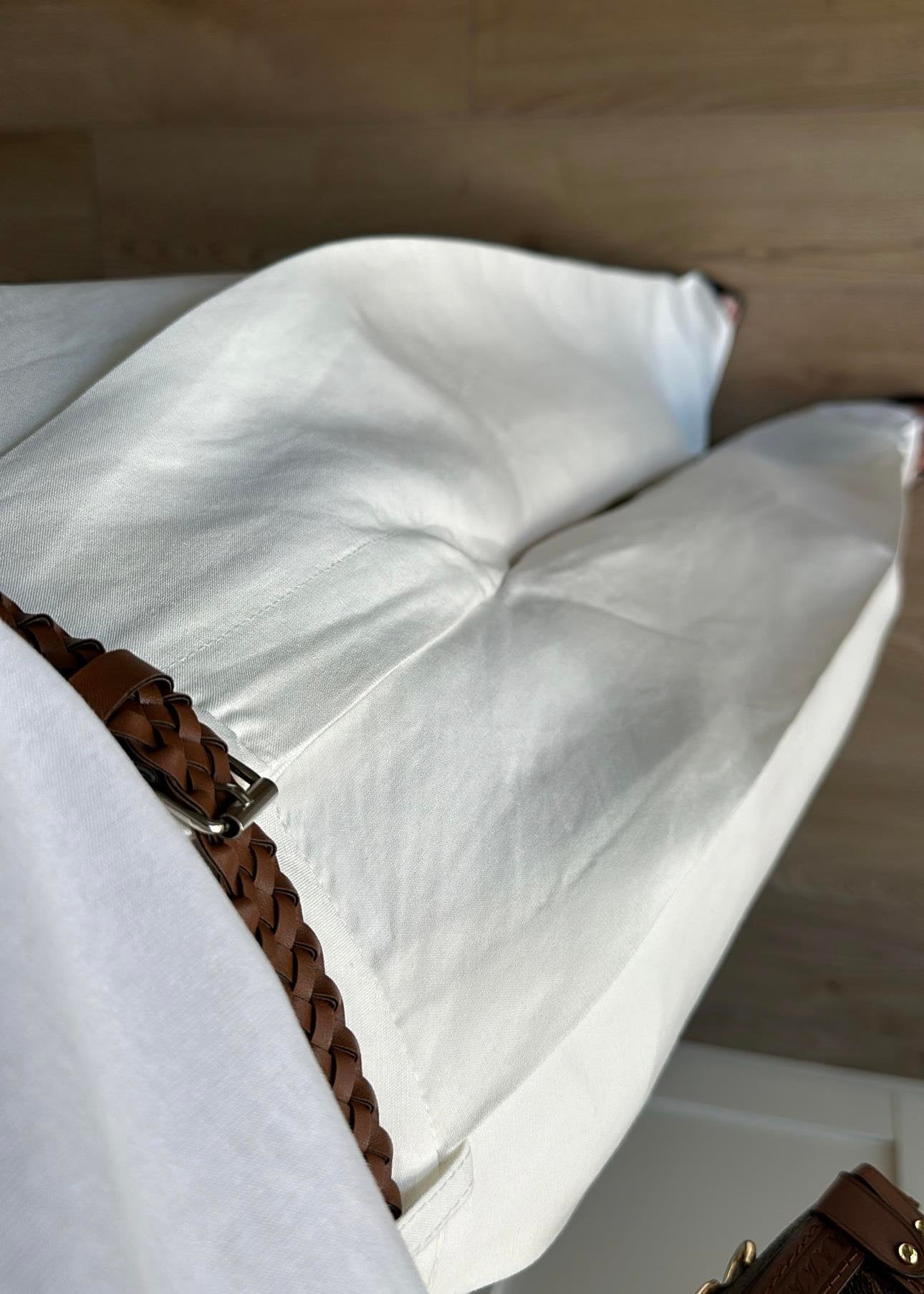 Wide Leg White Linen Pants with braided Belt
