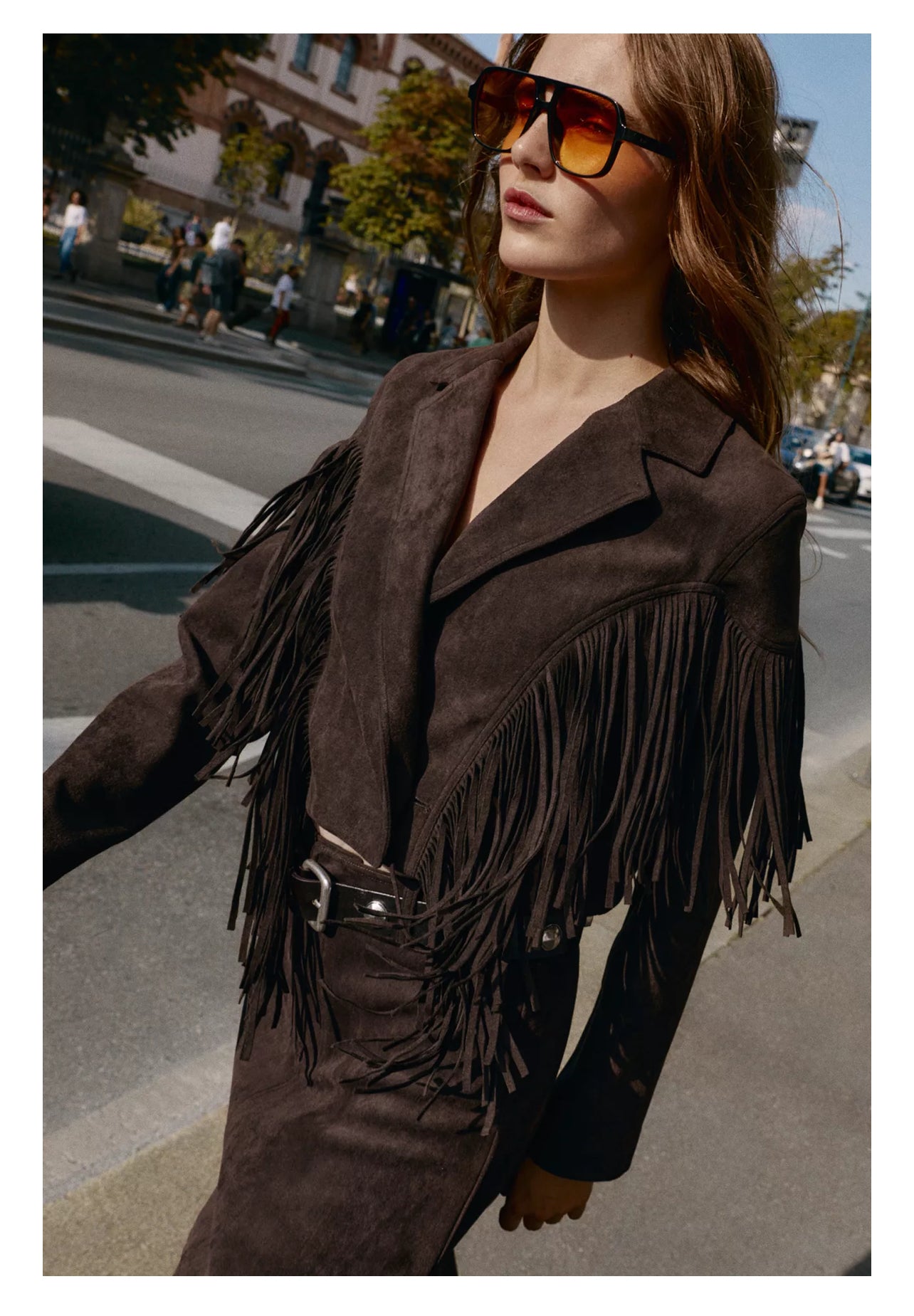 Premium Brown Suede fringes Jacket