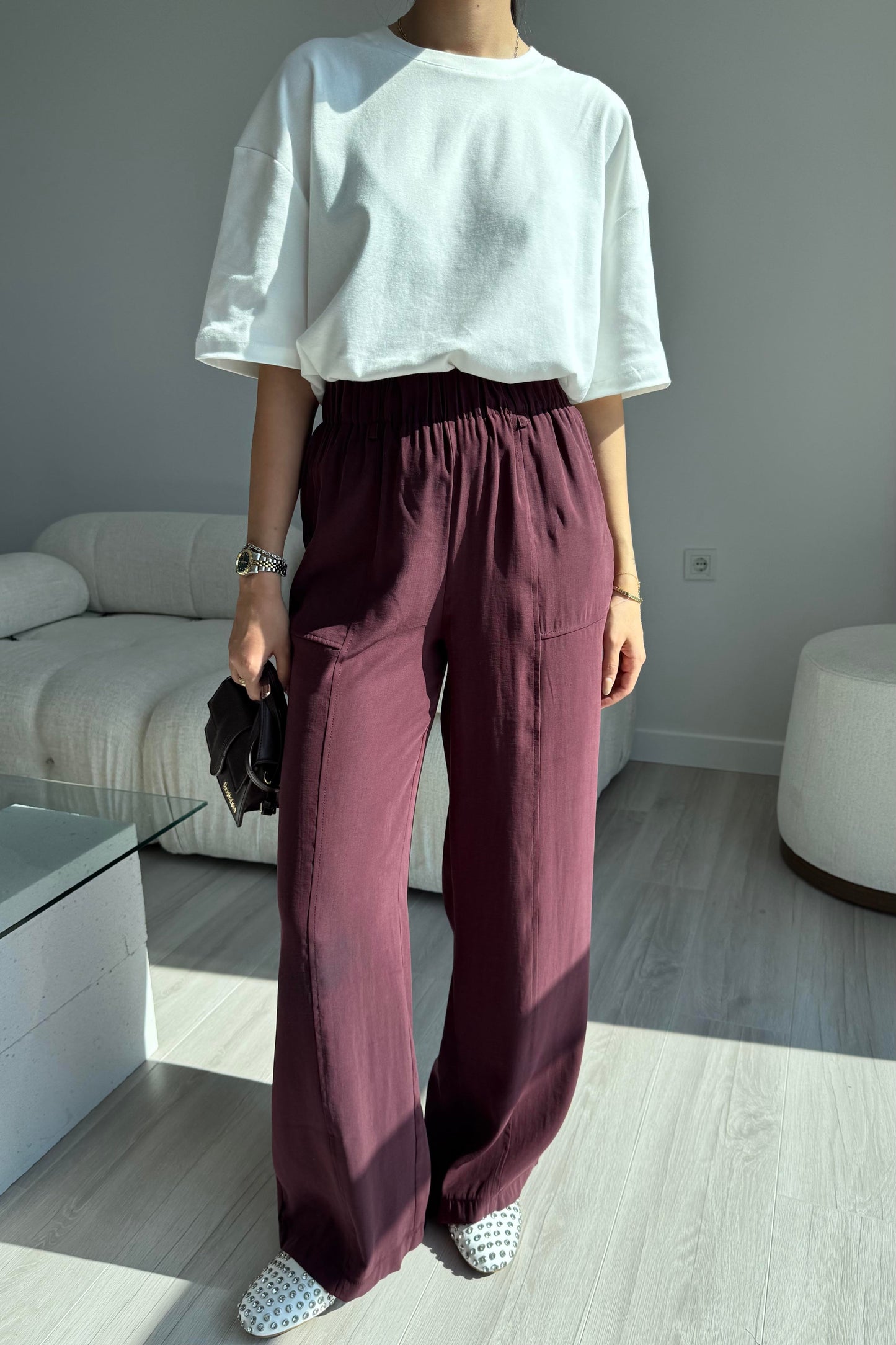 Burgundy Straight Pants