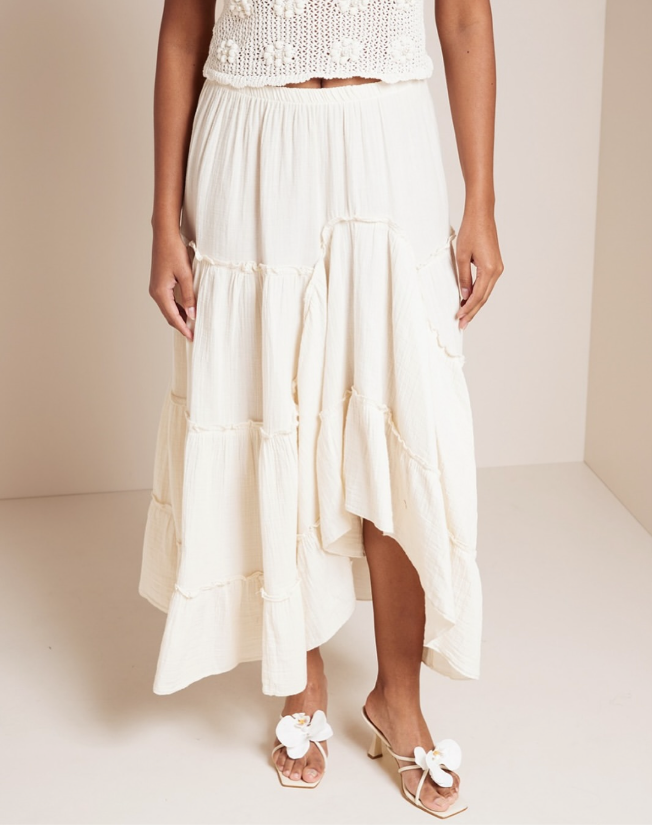 Offwhite asymmetrical muslin skirt