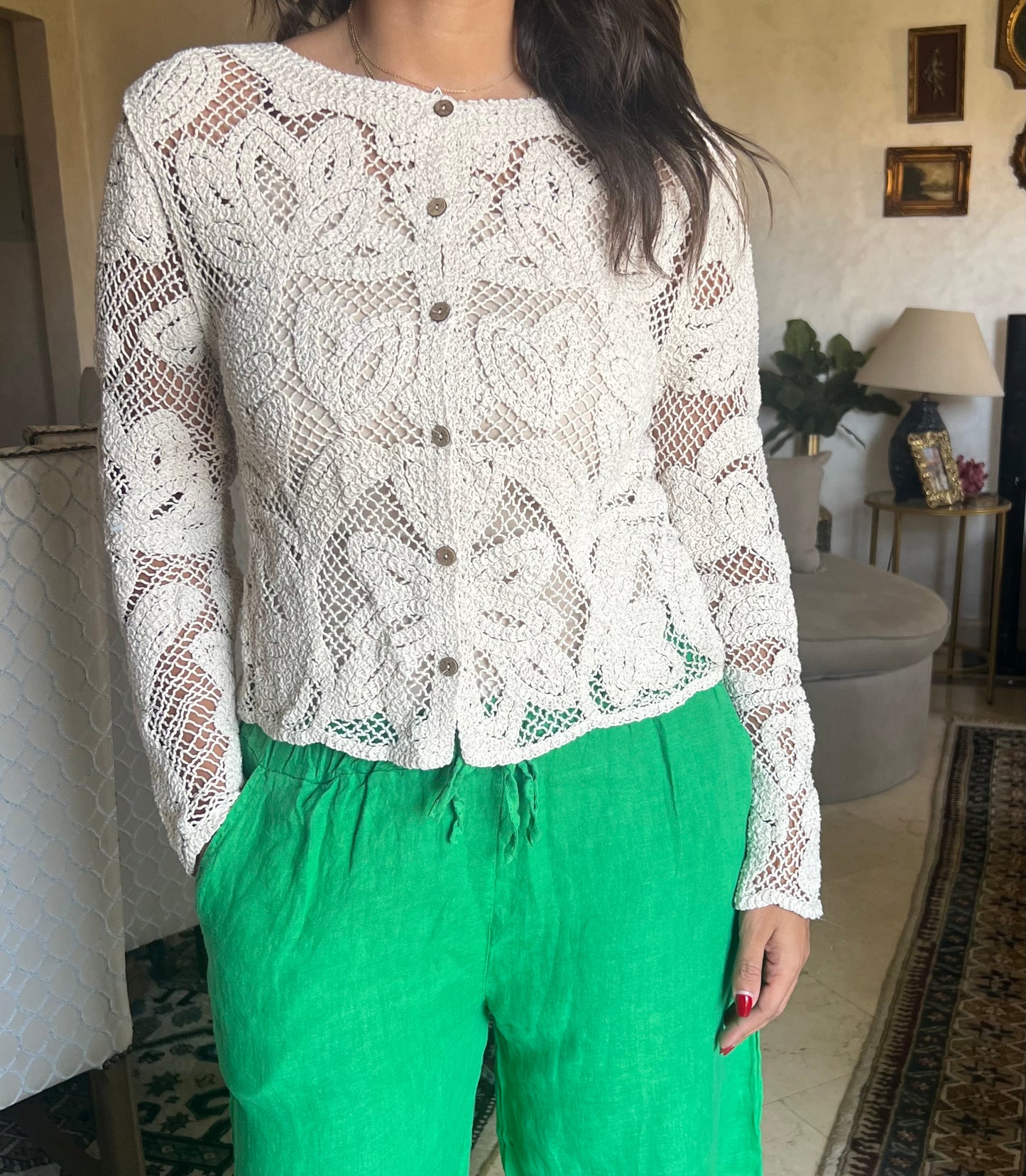 Beige Crochet Blouse