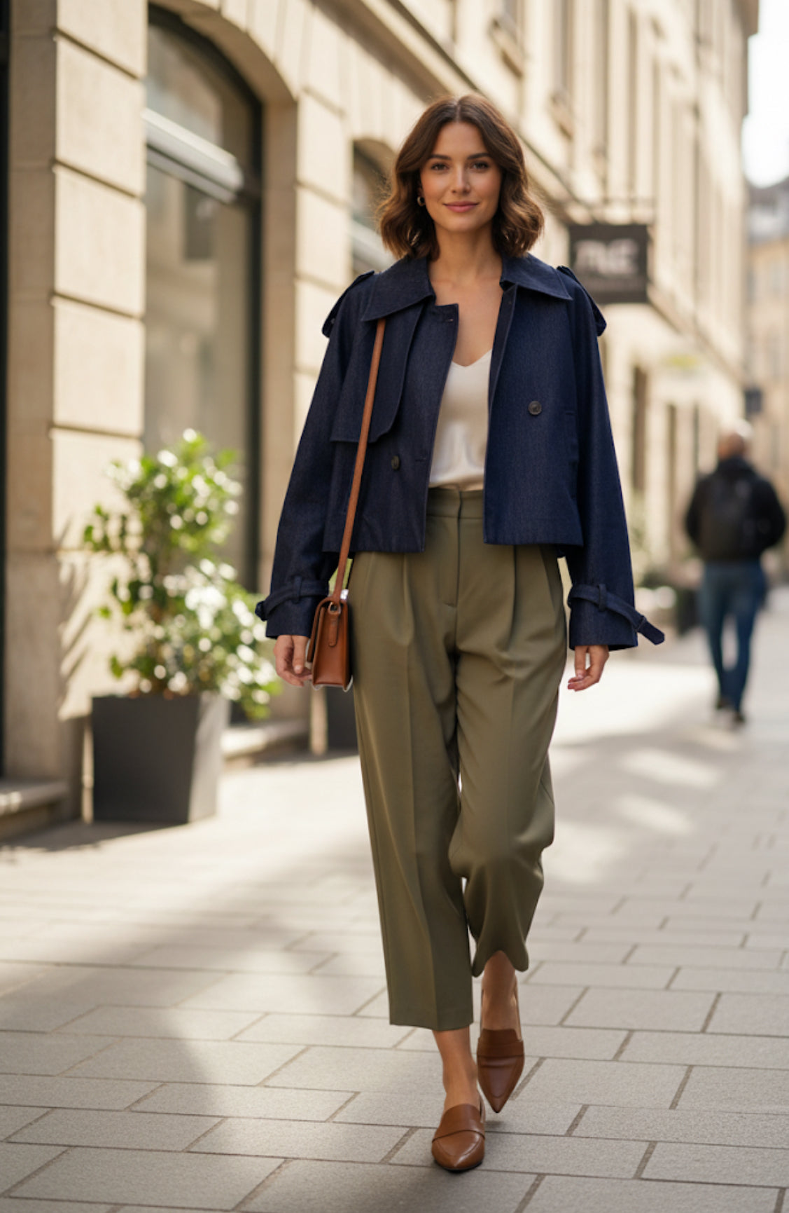 Denim Cropped Trench coat