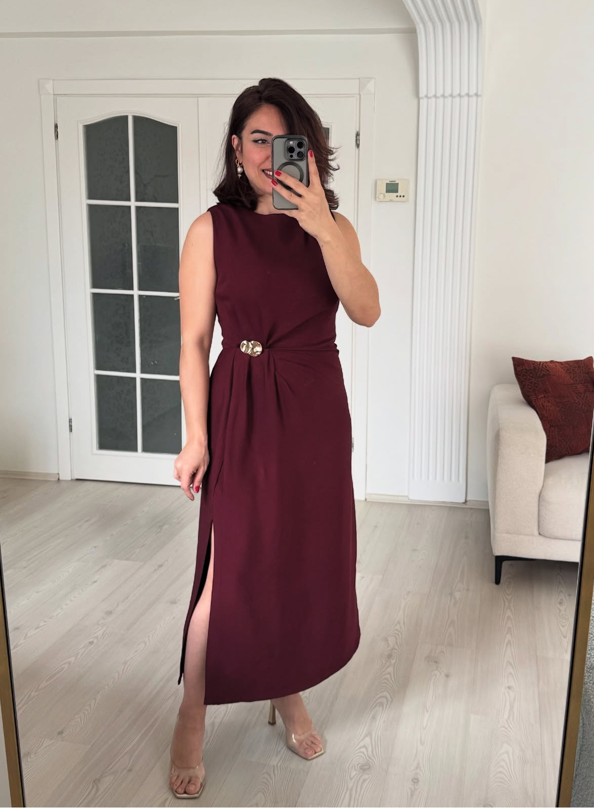 Sleeveless Buckle detailed Dress