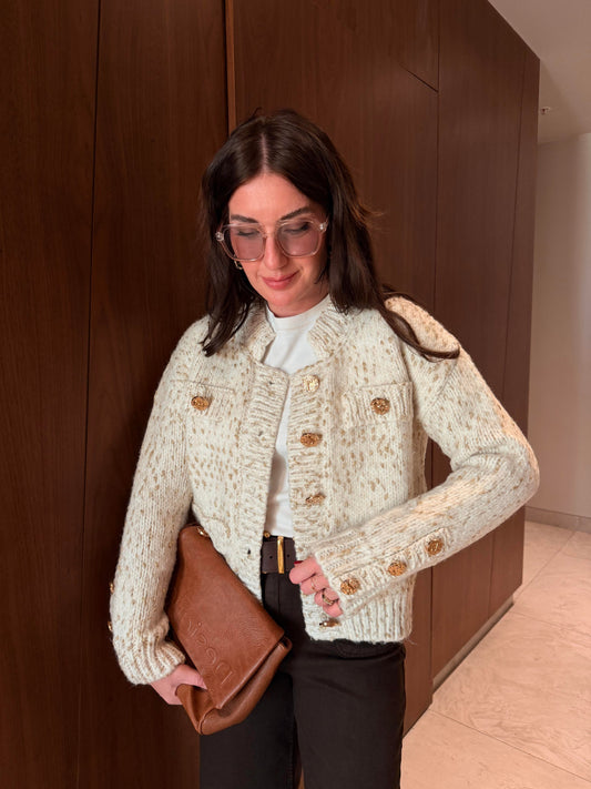 Offwhite with Golden striped Sweater