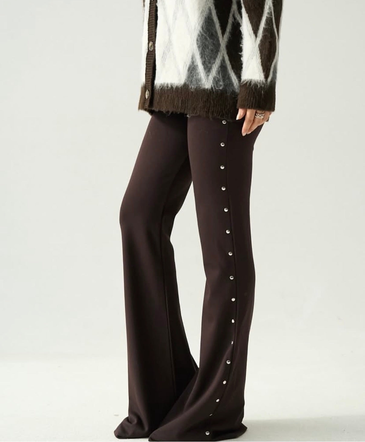 Jersey flared Brown Pants