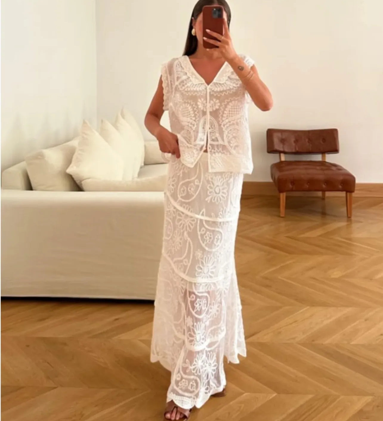 Crochet Shifon White Set