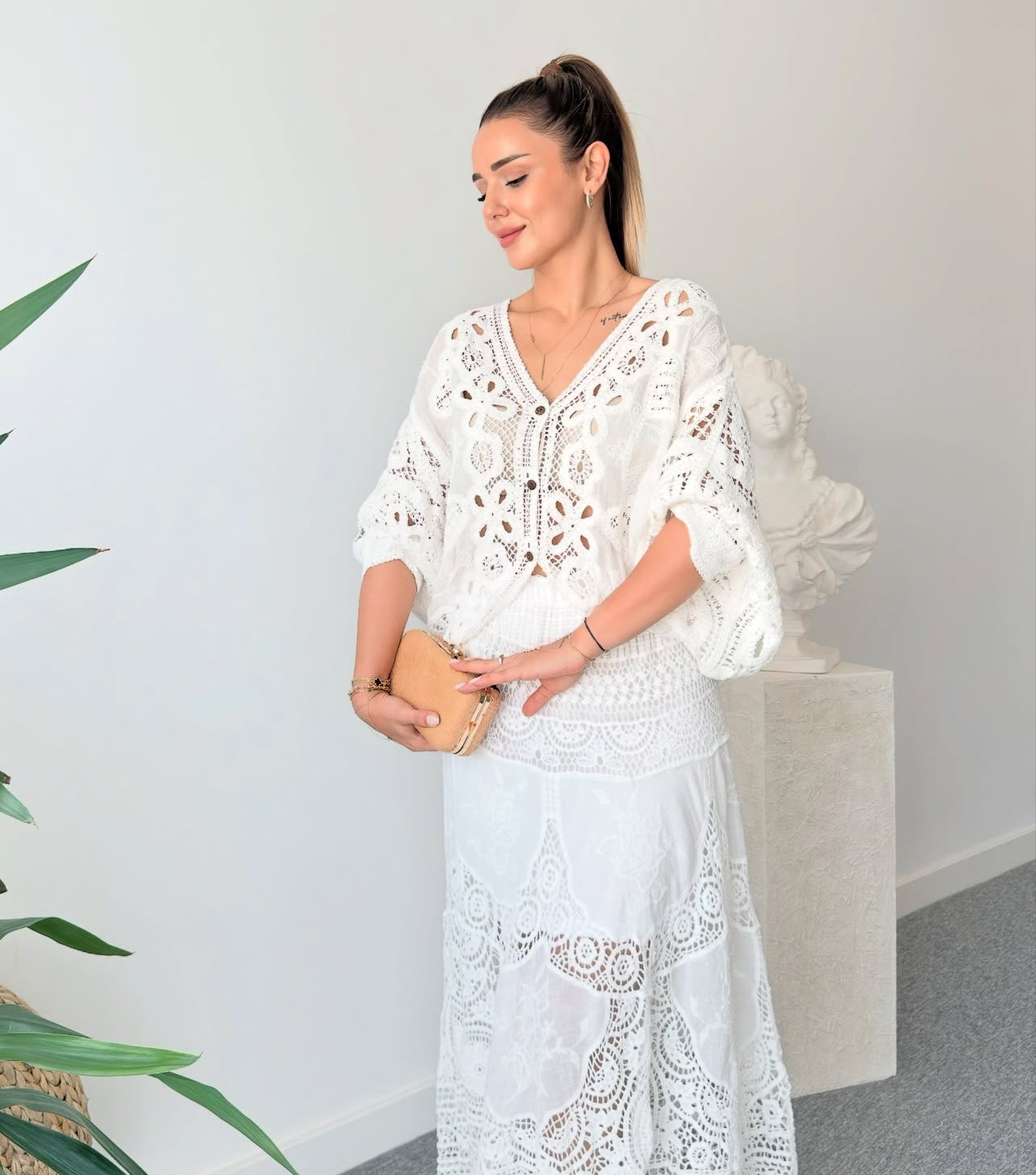 White Crochet Cardigan