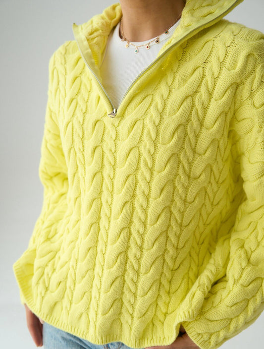 Braided Yellow Oversized Sweater