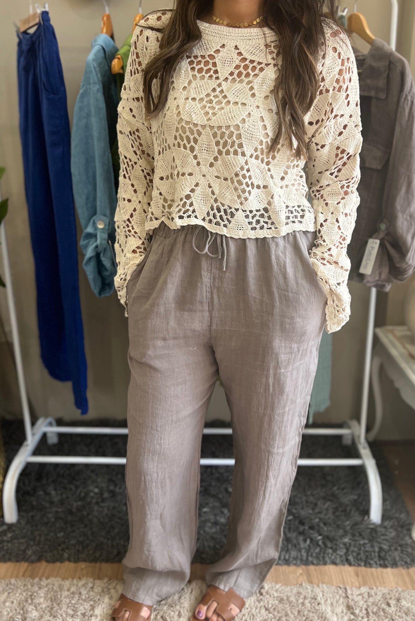 Italian 🇮🇹 Linen Greish Pants