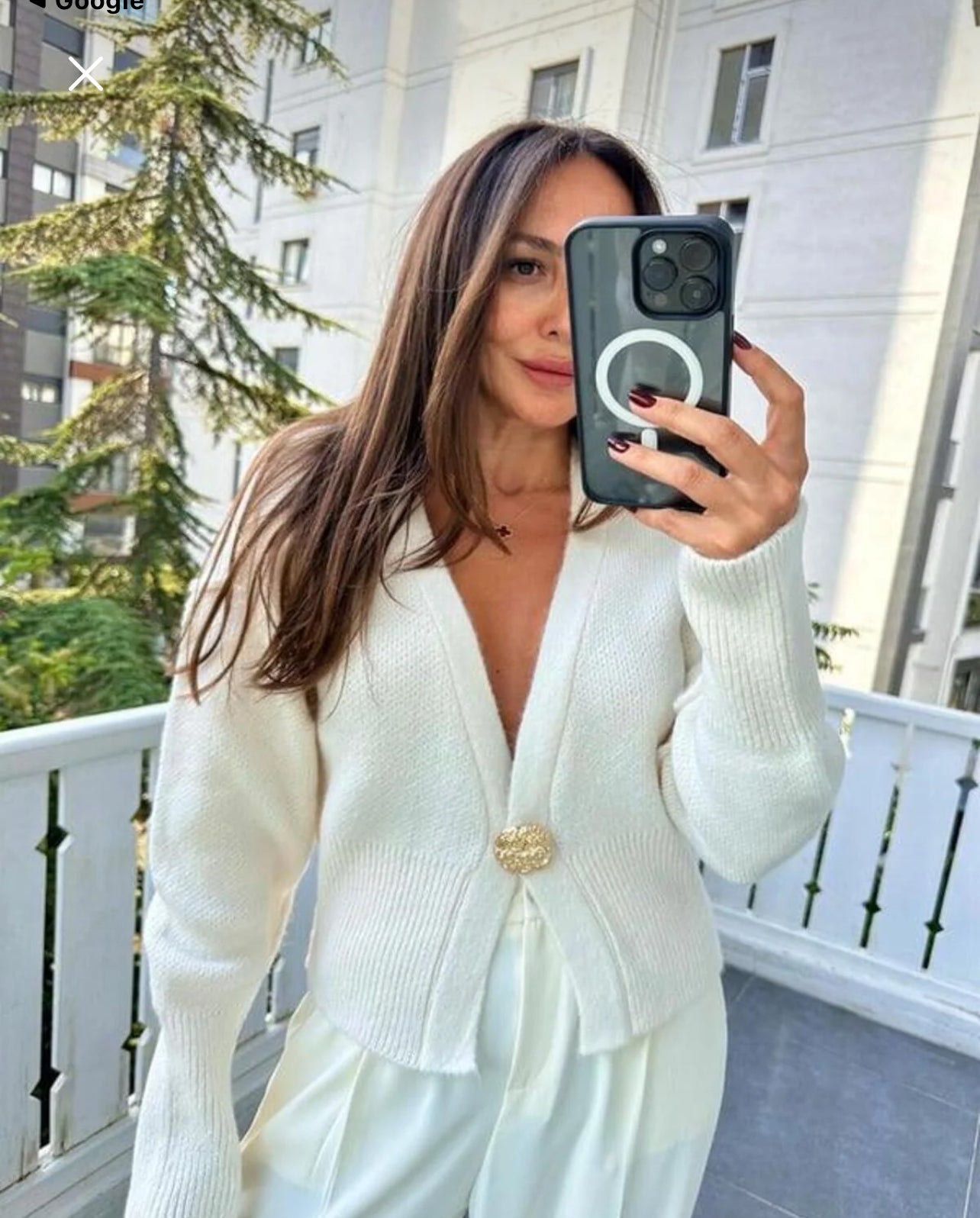 Offwhite Gold Button Cardigan