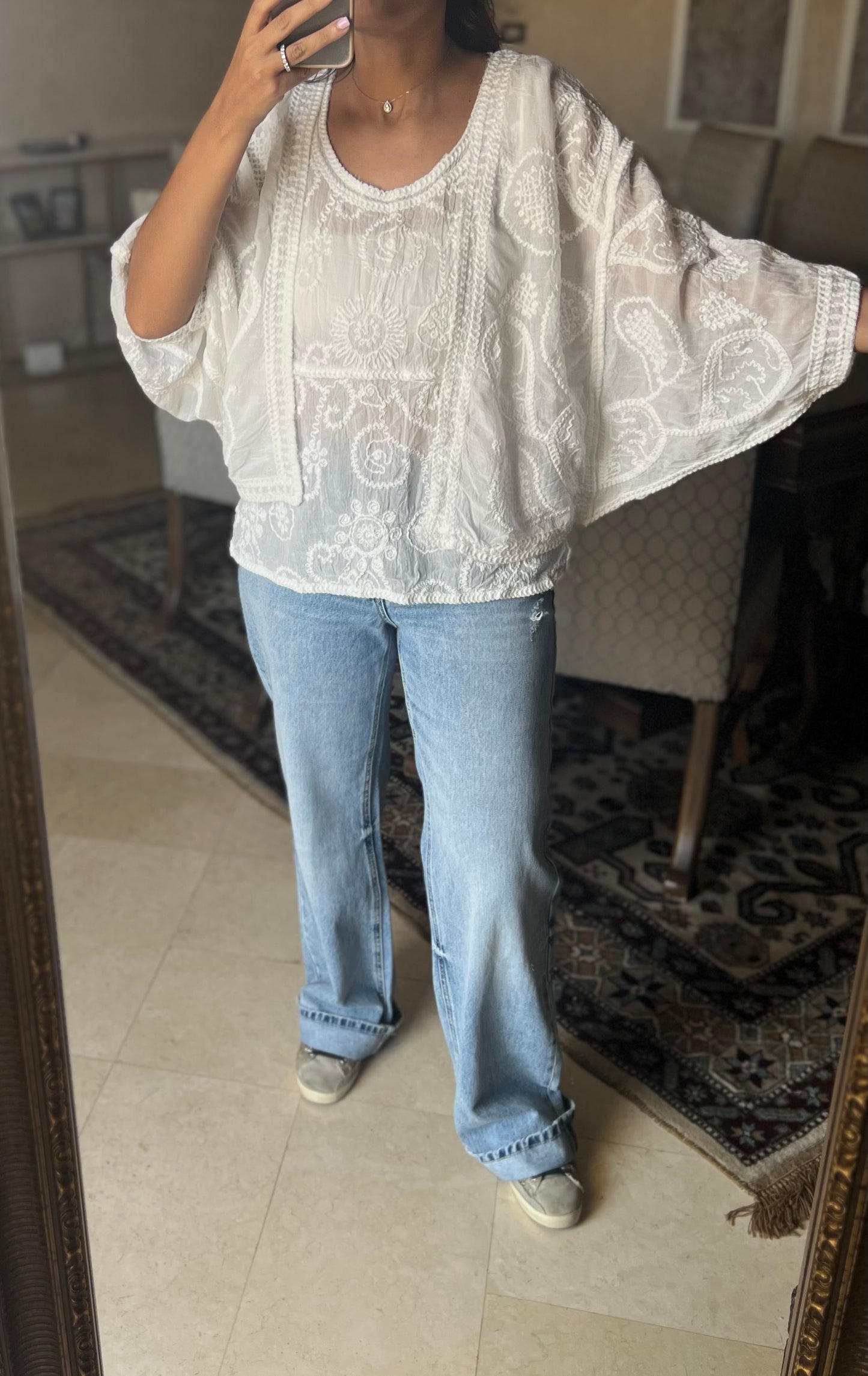 White Crochet 2 Piece Cardigan with sleeveless Top