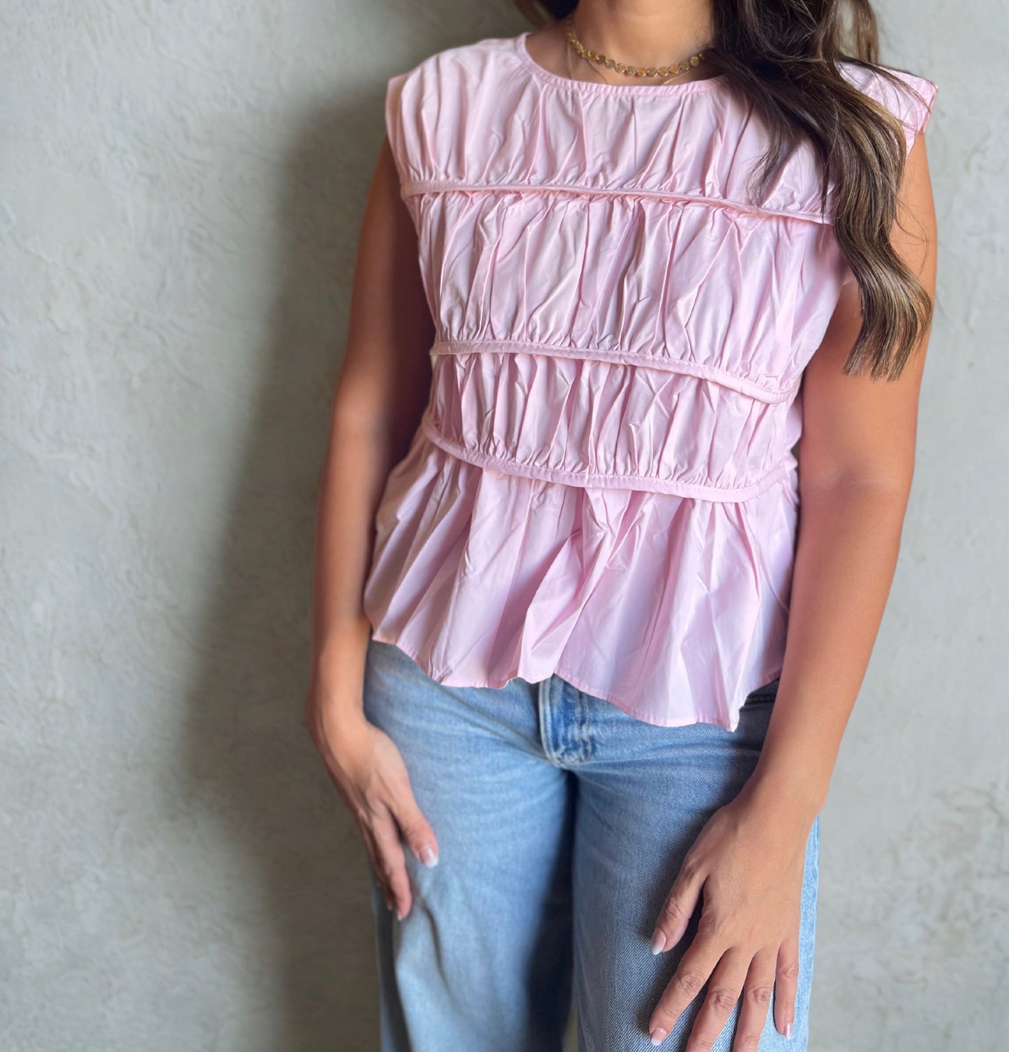 Pink sleeveless Detailed Top