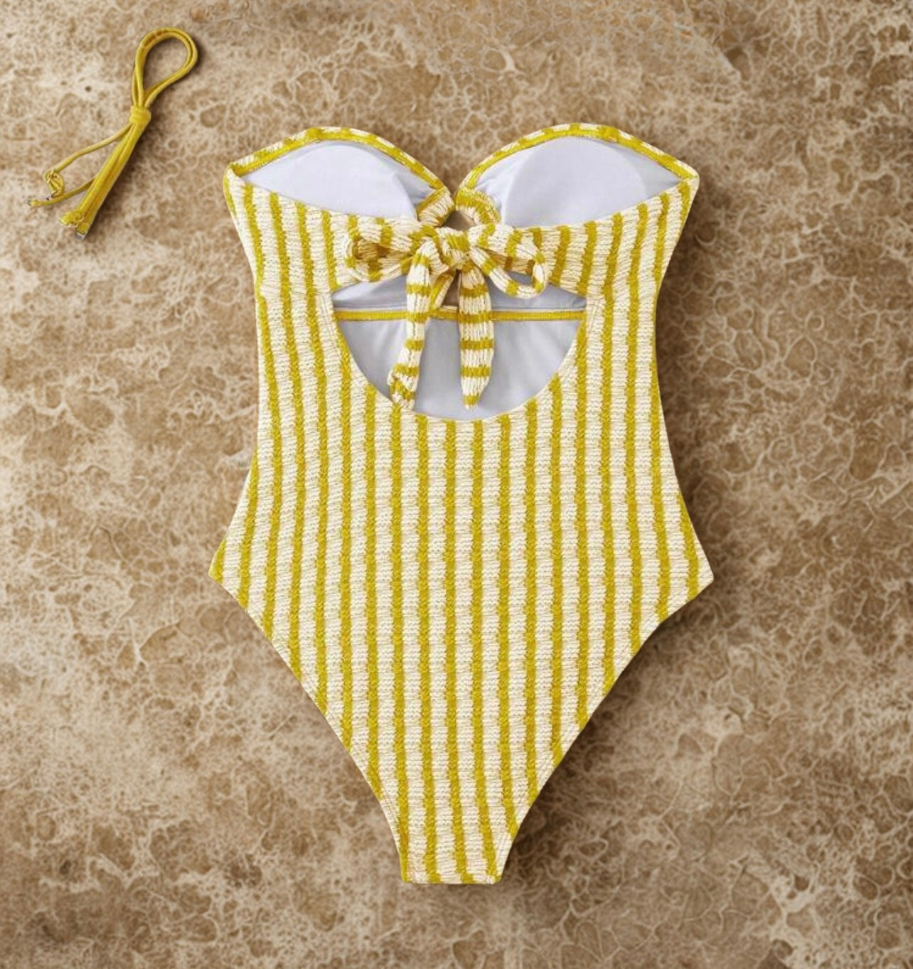 Yellow striped One Piece Swimsuit