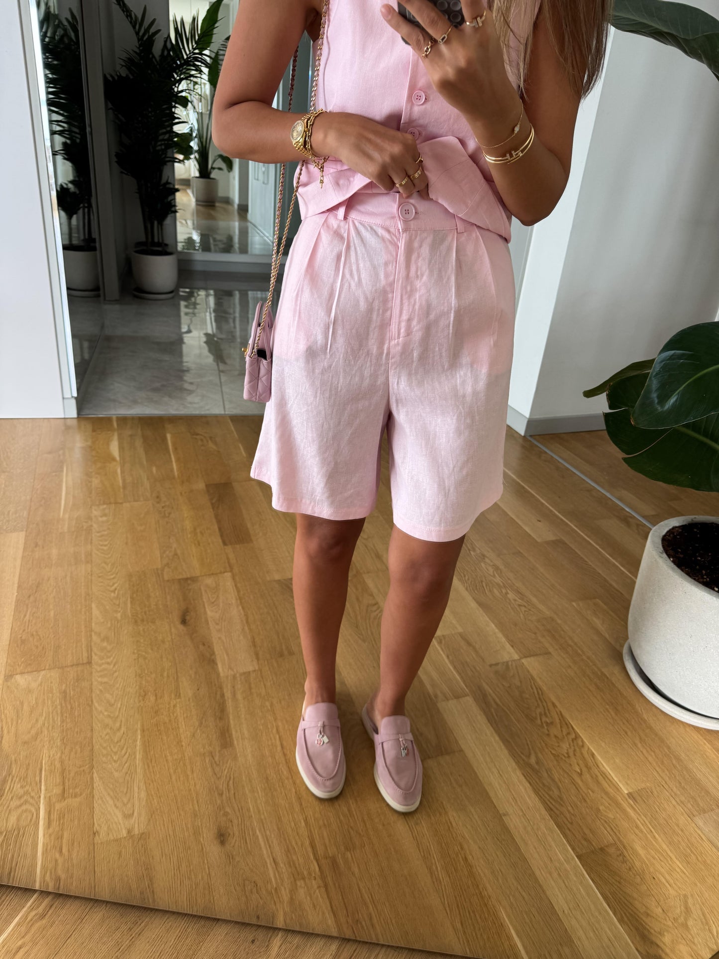 Linen Baby Pink Short Set