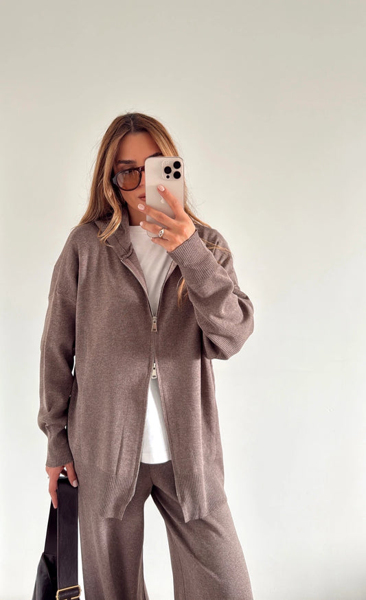 Cafe Knitted Double zipper Set