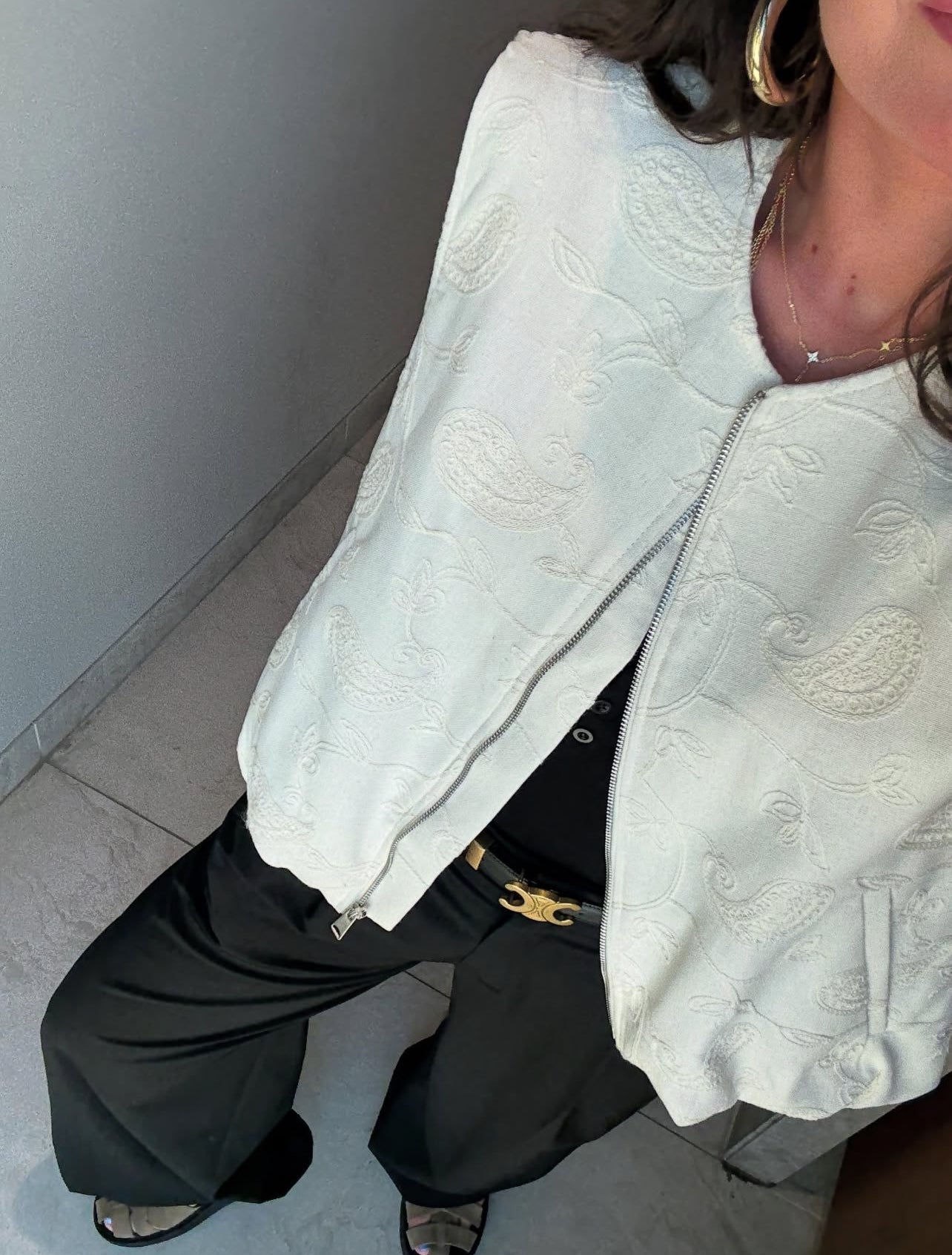Embroidered Beige Vest