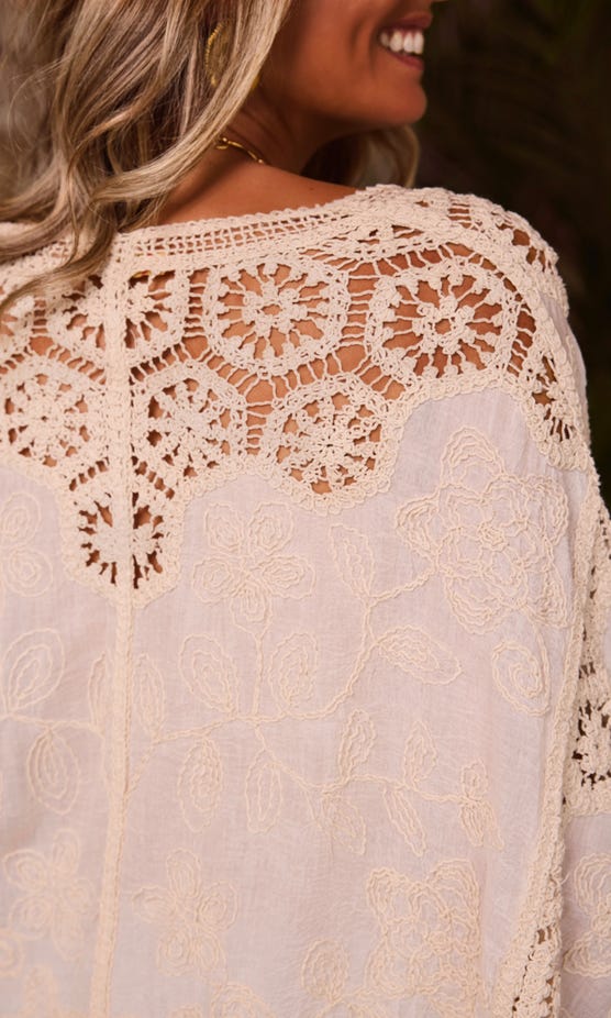 Beige Premium Crochet Blouse