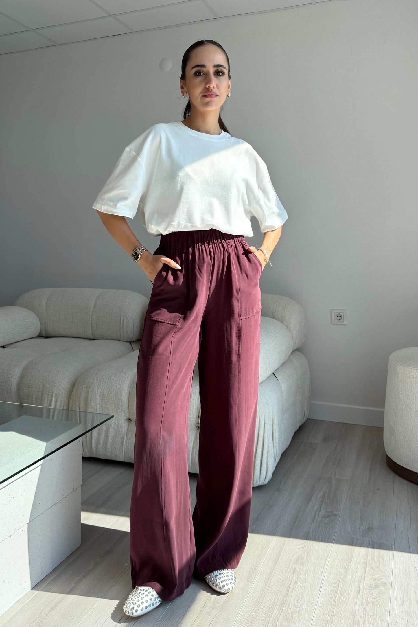 Burgundy Straight Pants