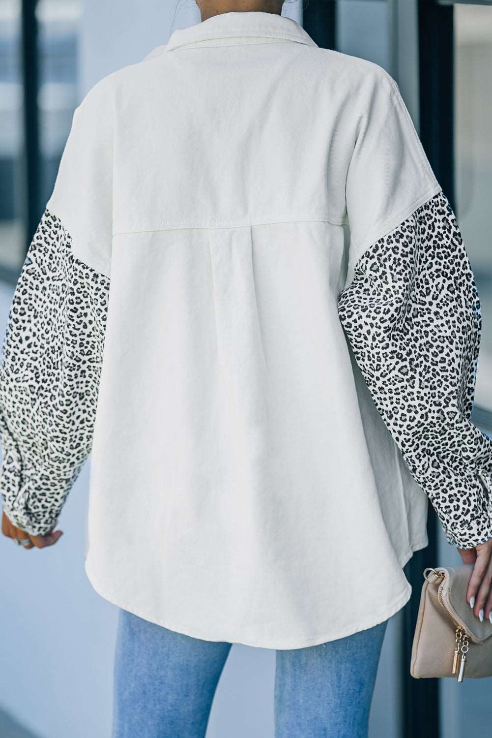 Double Take Leopard Contrast suede Top