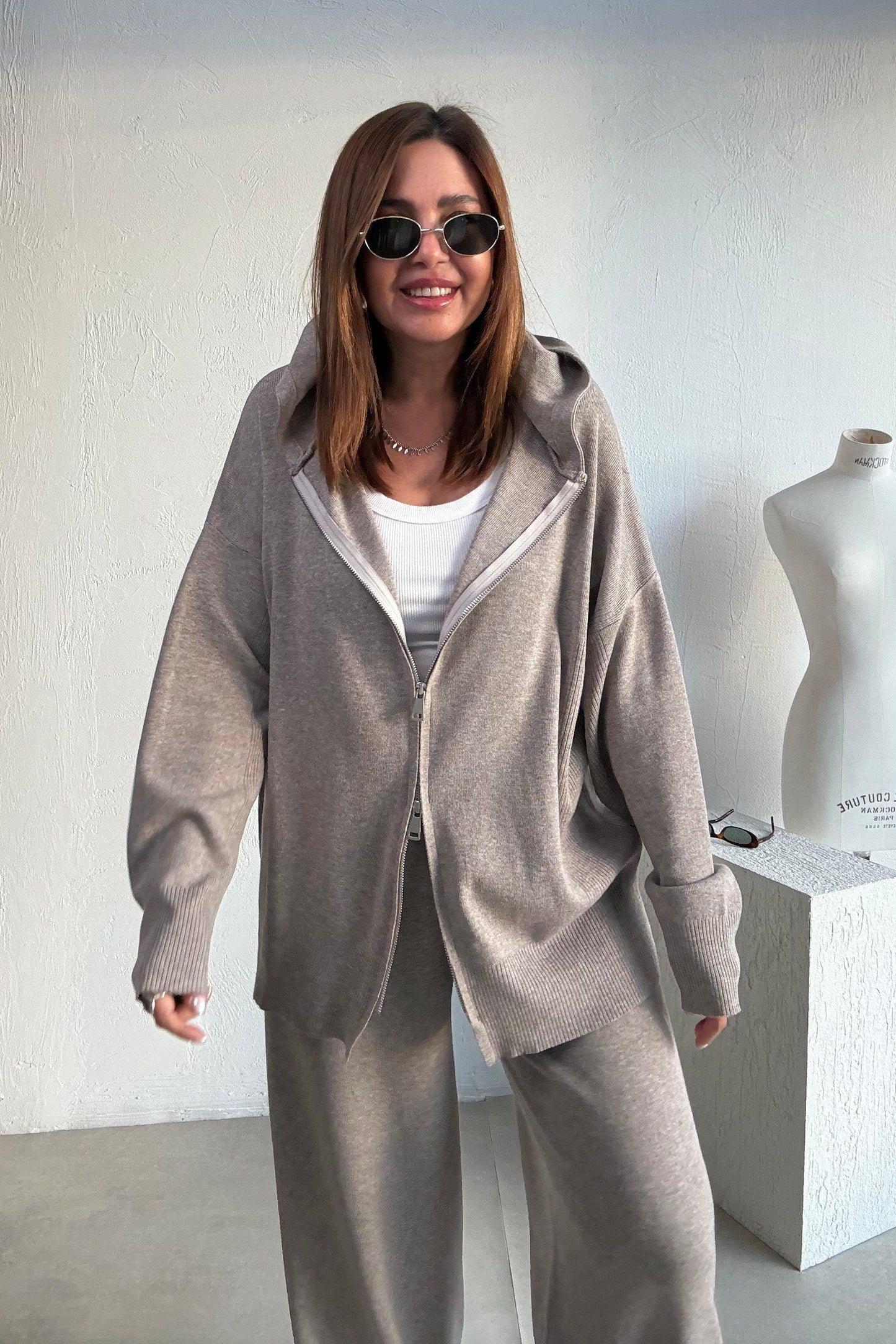 Greish Knitted Double zipper Set