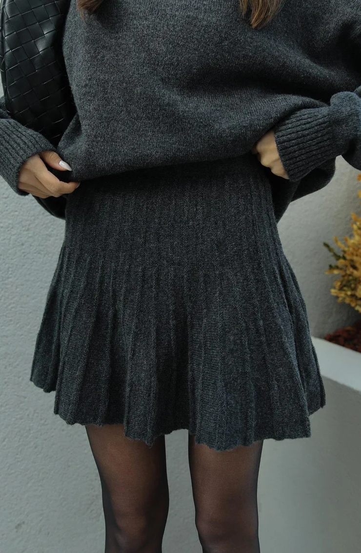 Dark Grey Skirt Set Pre-Order (6-8) days