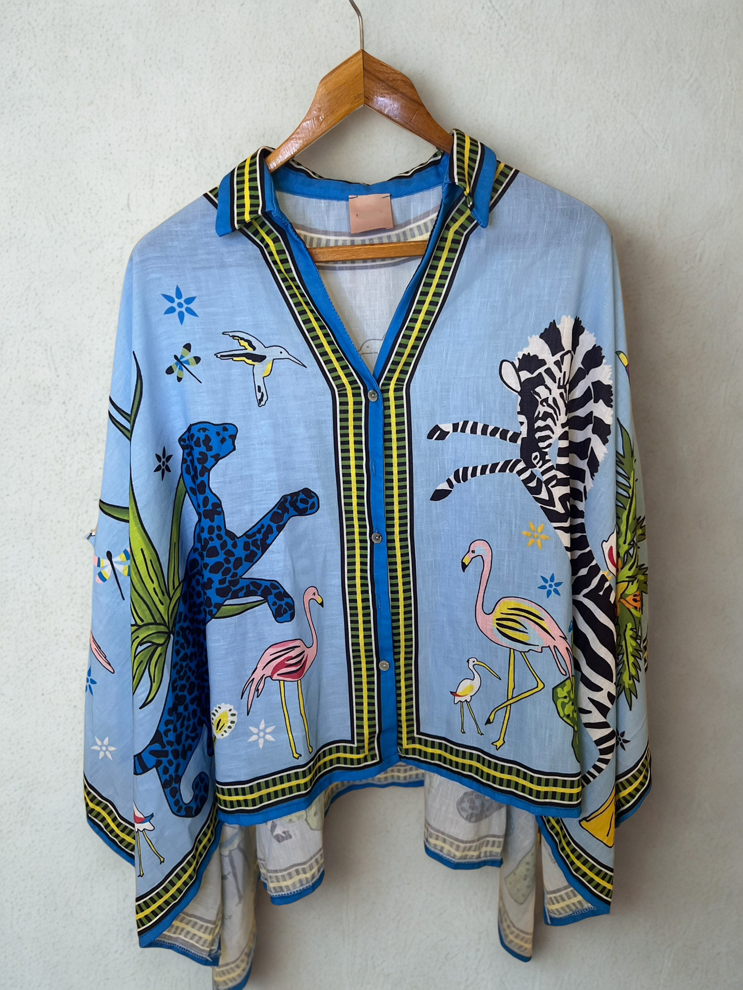 Italian 🇮🇹 Animal Blue Prints oversized Colorful Shirt